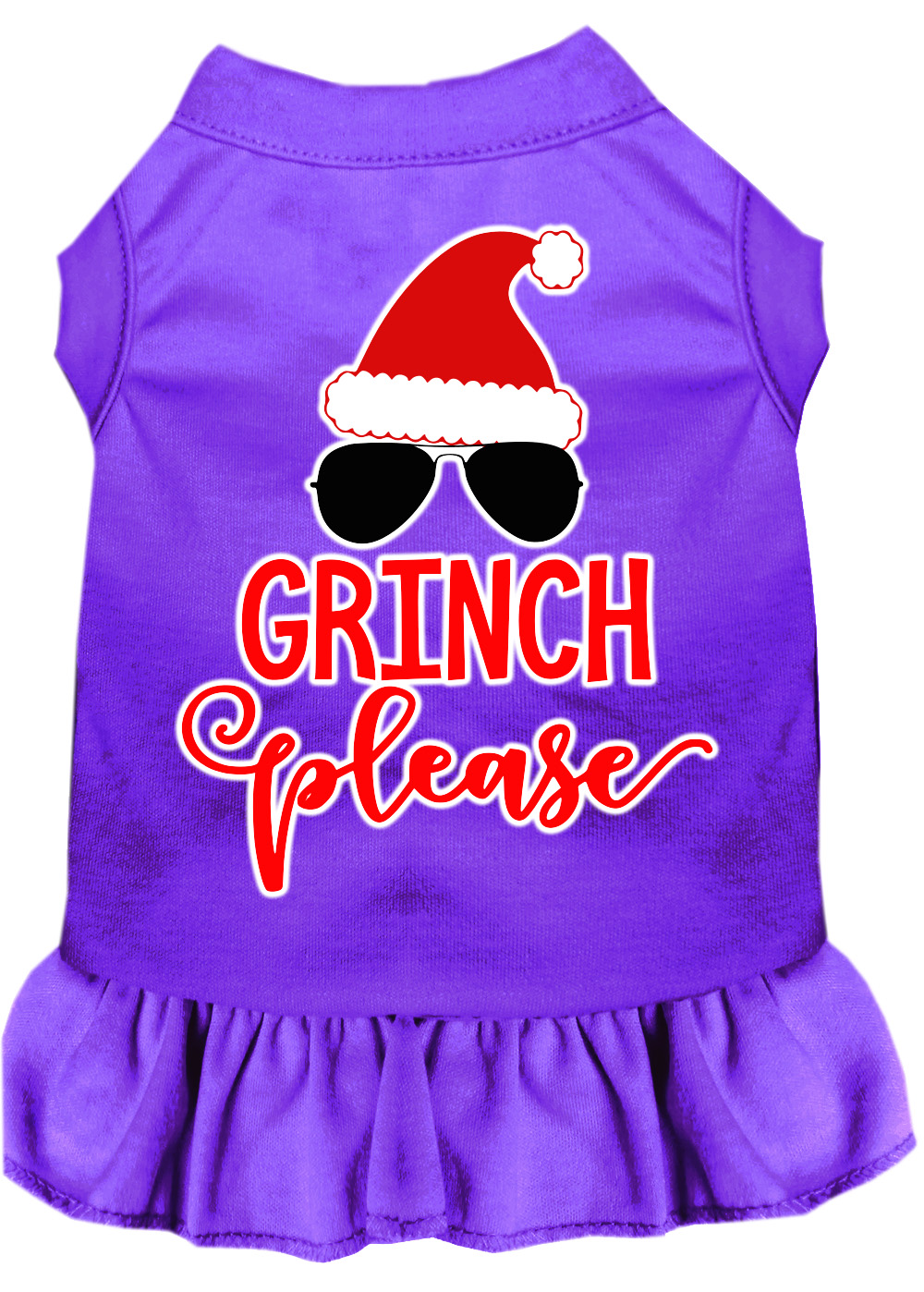 Grinch Please Screen Print Dog Dress Purple XL